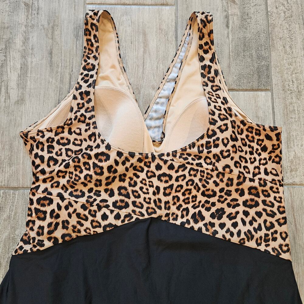 Summersalt Swimsuit Womens Size 22 Perfect Wrap One-Piece‎ Leopard Black V Neck - Picture 11 of 15
